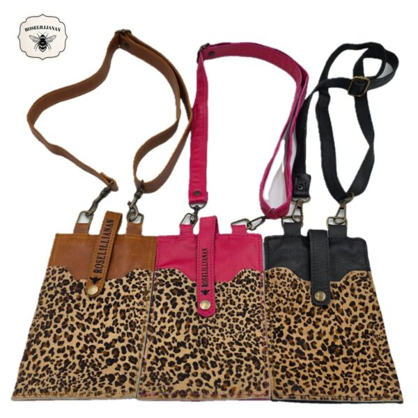 Genuine Leather Phone Pouch – Available in Pink or Black and Leopard