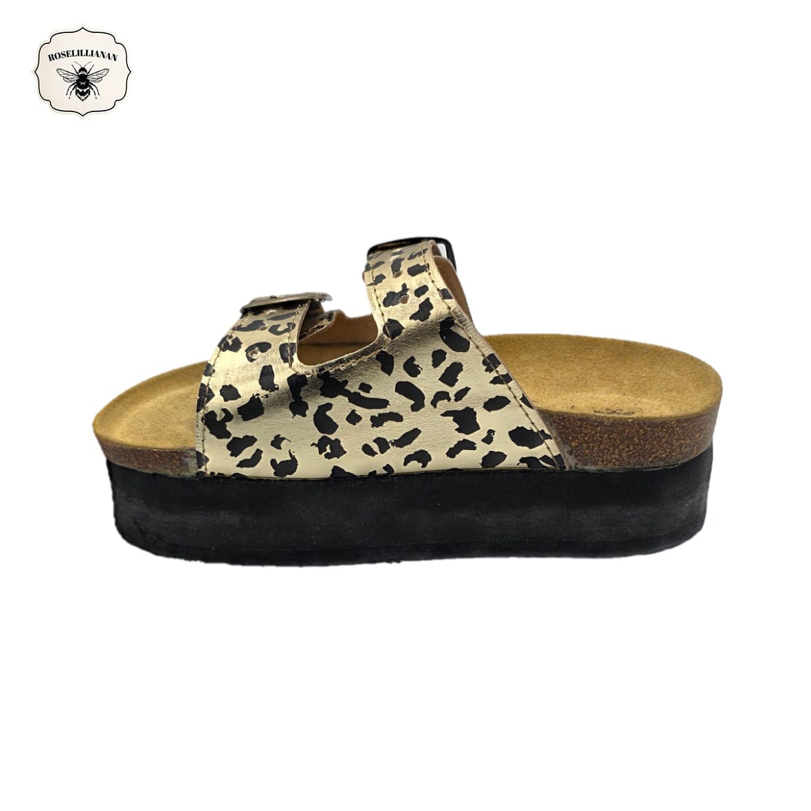 Platform- Classic Genuine Leather Dual-Strap Buckle Platform - Image 9