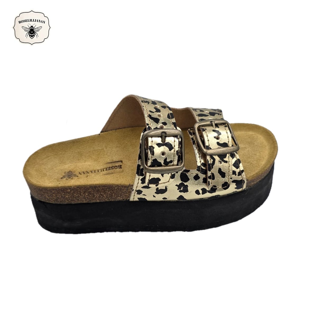 Platform- Classic Genuine Leather Dual-Strap Buckle Platform - Image 7