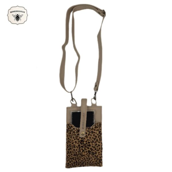 Genuine Leather Pouch Oyster & Leopard