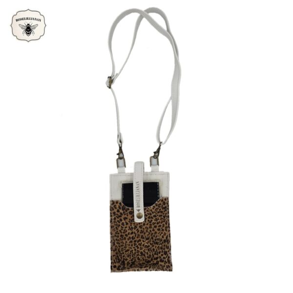 Genuine Leather Pouch White & Leopard